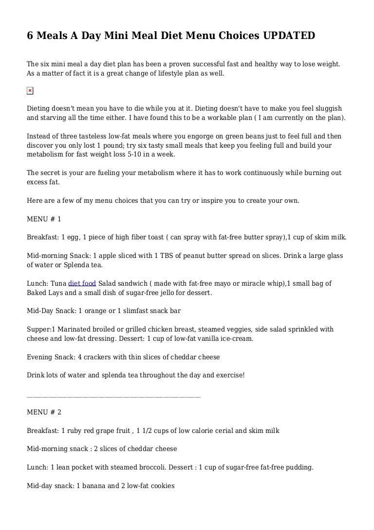 5 small meal a day diet plan